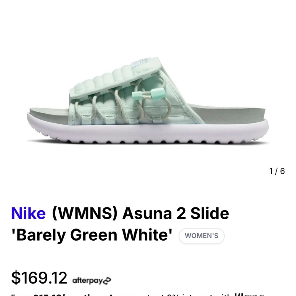 Nike(WMNS) Asuna 2 Slide 'Barely Green White' Sz 12 DH8469-300